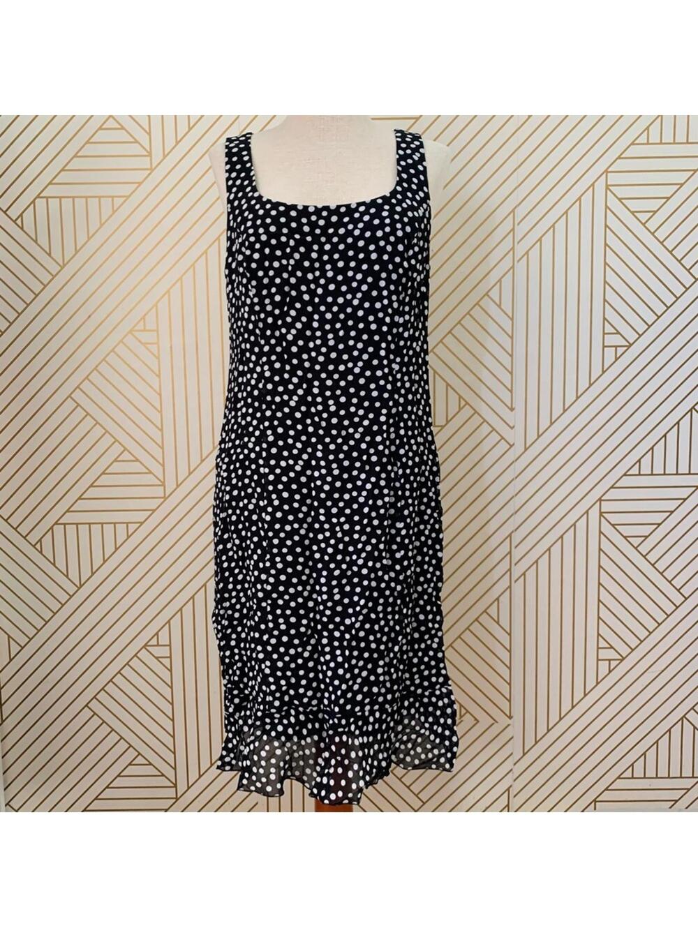 Gerry Weber Polka Dot A line Fit & flare swing dress chiffon crepe 12 lined